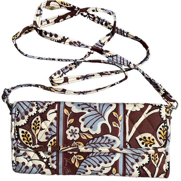Vera Bradley Slate Blooms Brown & Blue Floral Crossbody Wallet/Clutch - Picture 6 of 6